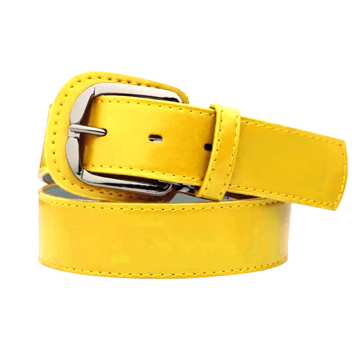 7142 Women\'s Belt Genuine Leather With Single Prong Alloy Buckle Yellow Women main image 4