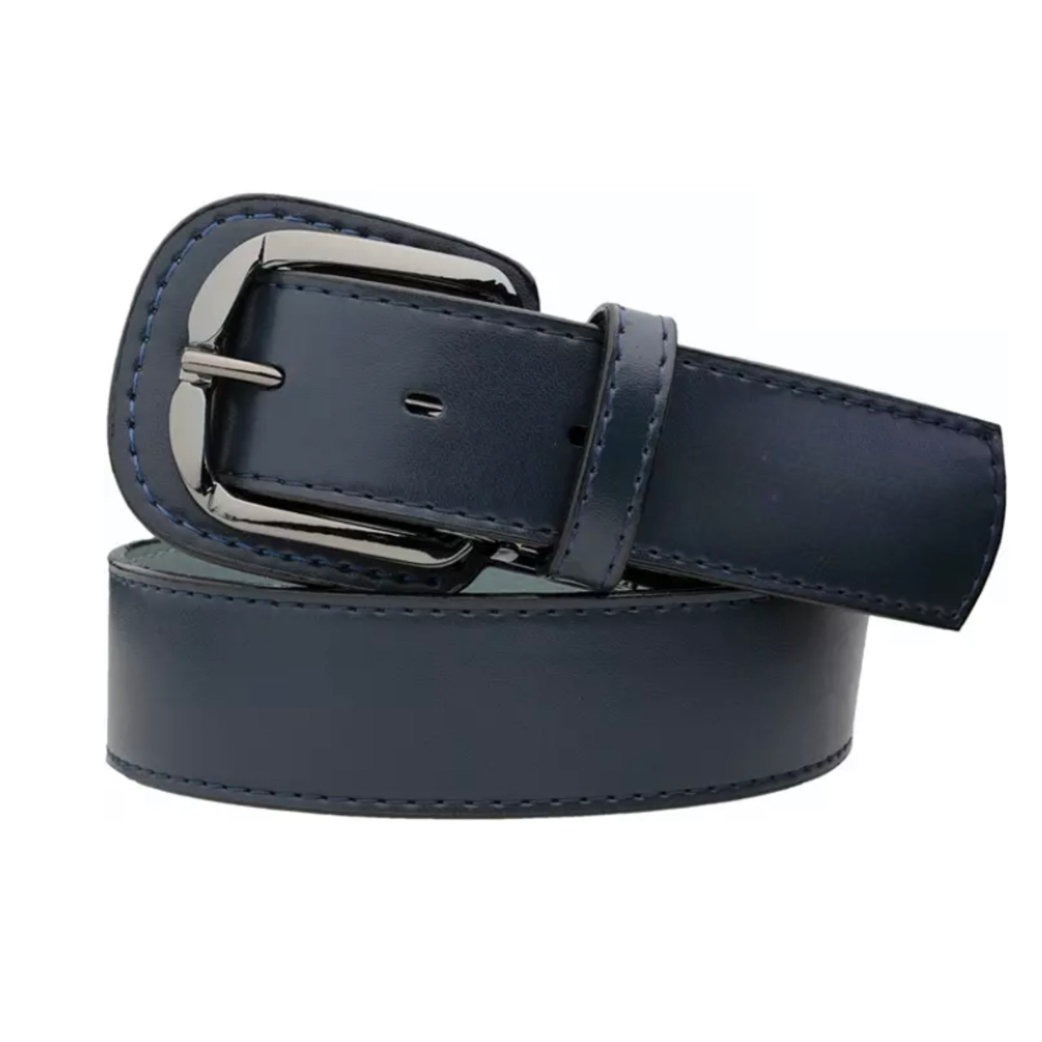 Standard Navy Blue Baller Leather Belt